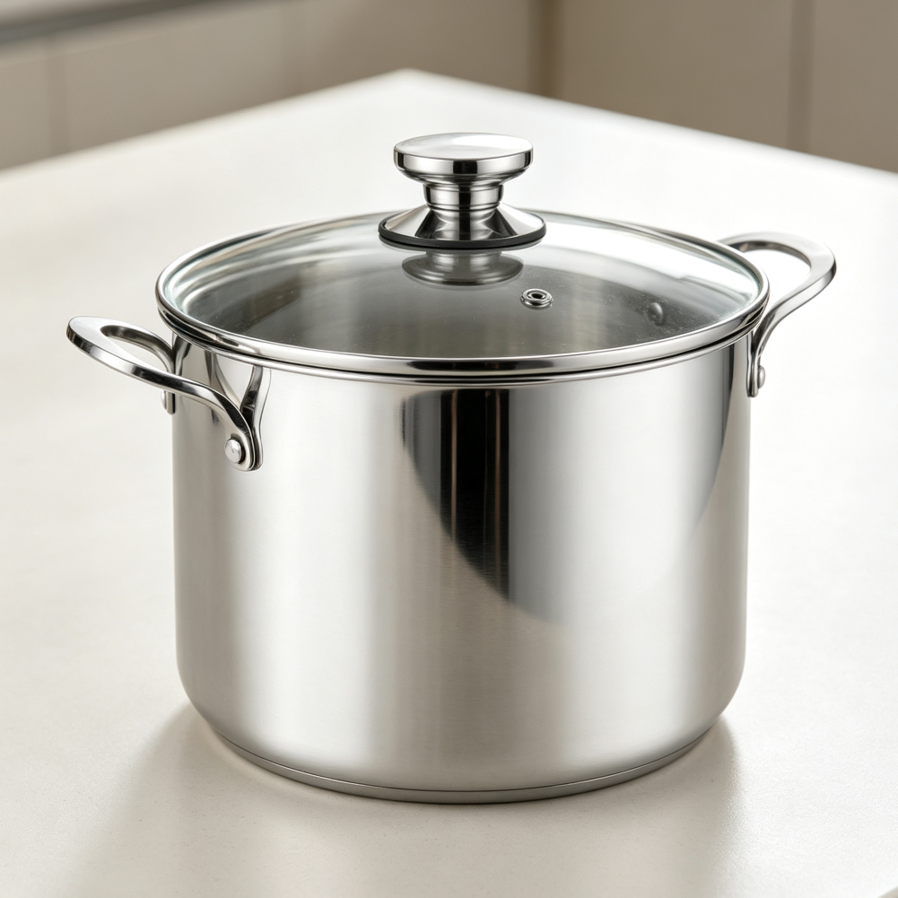 12 Quart Stainless Steel Stock Pot with Lid Measuring Markings - Image 2